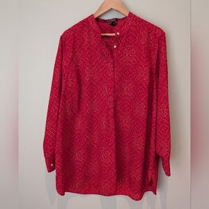 Lauren Ralph Lauren Red & Cream Patterned Blouse